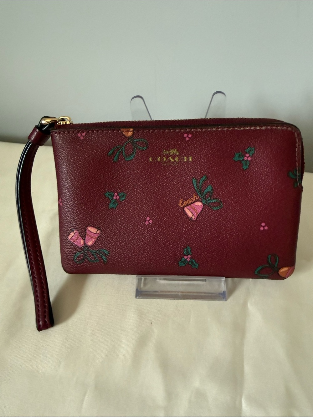 Coach Corner Zip Wristlet with Holiday Bells